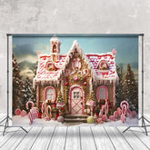 Lofaris Winter Candyland Kiefer Bäume Schneebedeckt Weihnachten Hintergrund